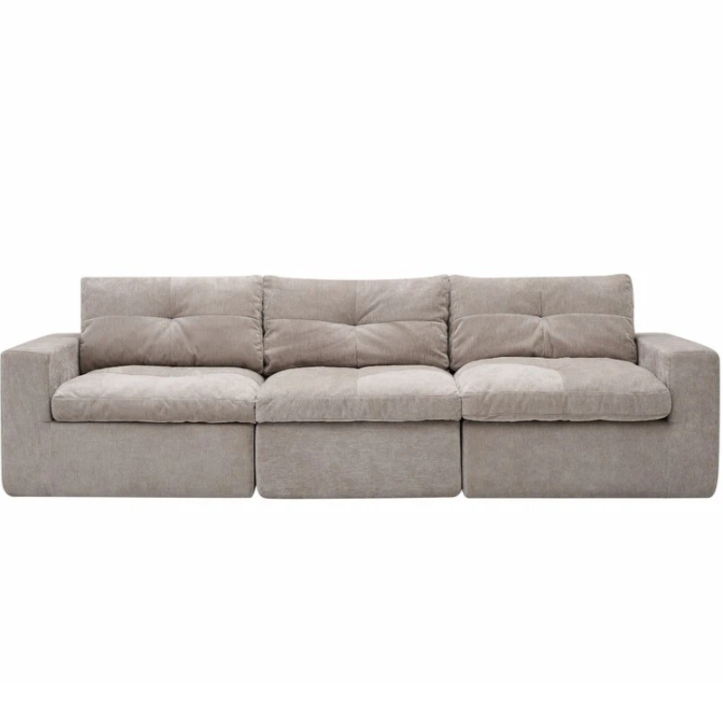 Boneless Cloud Couch,Sectional No Assembly Required,Modular Sofa with Deep Seat for Living Room,L Shaped Couch with Ottoman Snowflake Fabric and Memory Sponge